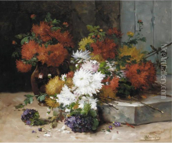 Still Life Of Flowers Oil Painting - Eugene Henri Cauchois