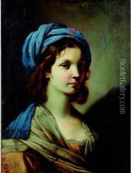 Portrait De Jeune Femme Au Turban Oil Painting - Lorenzo Pasinelli