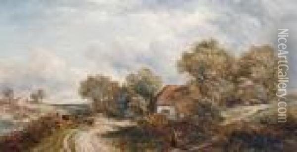 A Country Lane In Marden, Kent Oil Painting - Adam Barland