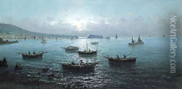 Pescatori Nella Baia Oil Painting - V. O. Dioria