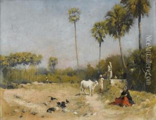 Puits En Inde Du Sud Oil Painting - Edwin Lord Weeks