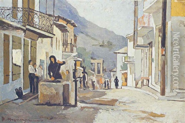 Street At Ioannina Oil Painting - Vassilis Magiassis