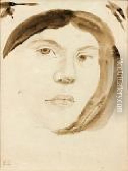 Portrait Presume De Jenny Le Guillou Jeune, Le Visage Oil Painting - Eugene Delacroix