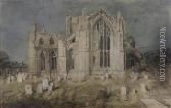 Melrose Abbey Oil Painting - Samuel Bough