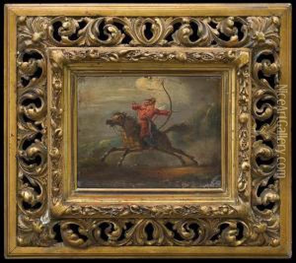 Oriental Rider Spanning Arc Oil Painting - Aleksander Orlowski