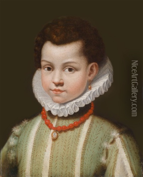 Portrat Eines Knaben Mit Einem Ohrring (principe Don Ferdinando Orsini?) Oil Painting - Lavinia Fontana