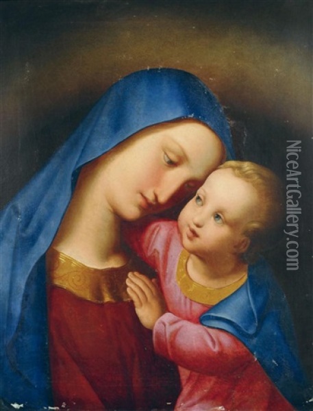 The Virgin And Child Oil Painting - Josef von Fuehrich