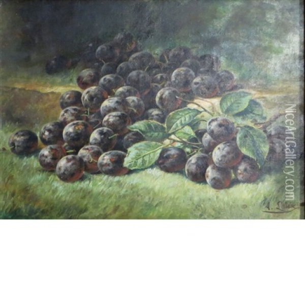 Spilled Plums Oil Painting - August Laux