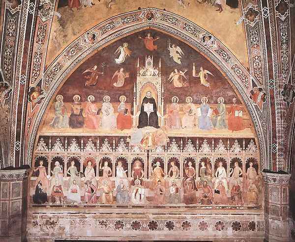 Triumph of St. Thomas and Allegory of the Sciences Oil Painting - Andrea Bonaiuti da Da Firenze
