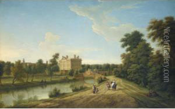 View Of Dunton Hall, Lincolnshire Oil Painting - George Lambert