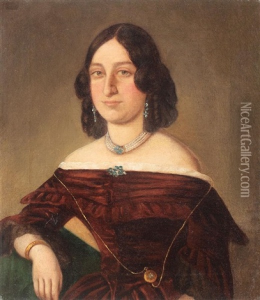 Portretul Smarandei Vogoride, A Doua Sotie A Domnitorului Mihail Sturdza Oil Painting - Niccolo Livaditti