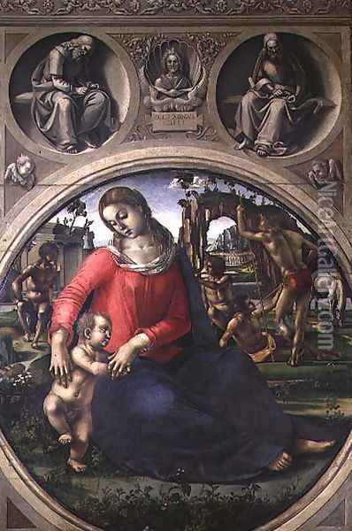 Madonna and Child, 1490-95 Oil Painting - Luca Signorelli