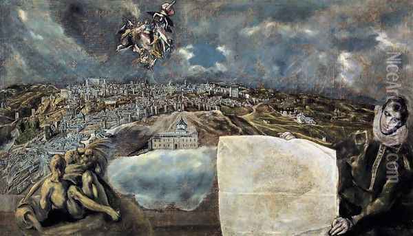 View and Plan of Toledo c. 1610 Oil Painting - El Greco (Domenikos Theotokopoulos)