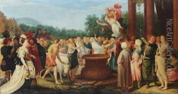 The Banquet Of The Gods Oil Painting - Adriaan van Stalbemt