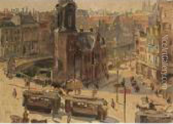 A View Of The Muntplein, Amsterdam Oil Painting - Isaac Israels