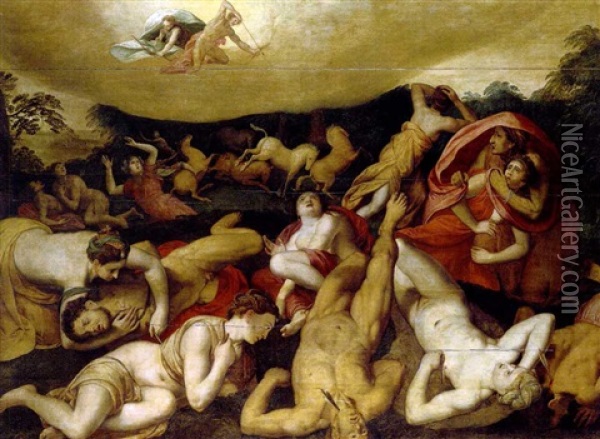 La Mort Des Enfants De Niobe Oil Painting - Frans Floris the Elder