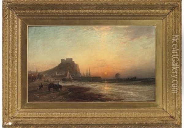 Waiting For The Catch, Sunset Oil Painting - James Francis Danby