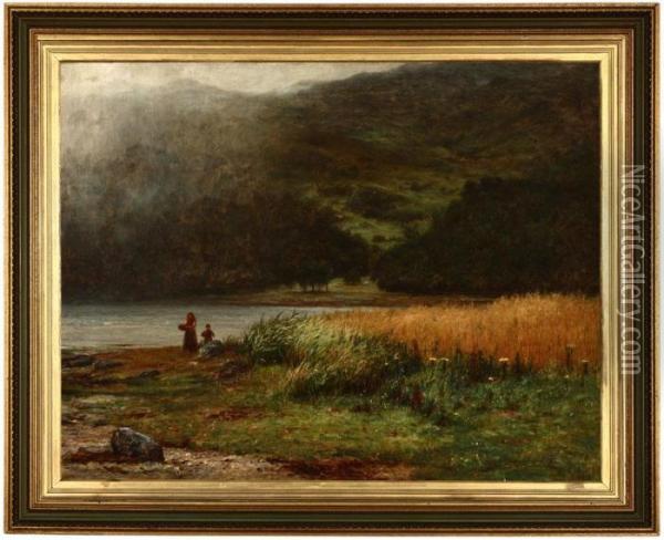 Figures Near A River In The Highlands Oil Painting - Joseph Henderson