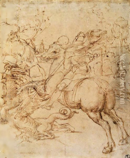 Cartoon for St George and the Dragon Oil Painting - Raphael