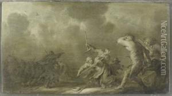 Peasants Fighting Oil Painting - Adriaen Pietersz. Van De Venne