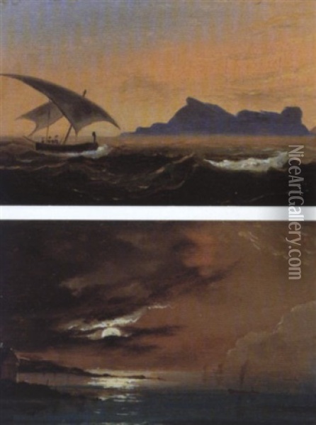 Blick Uber Das Meer Auf Den Monte Sant'angelo Oil Painting - Johan Christian Dahl