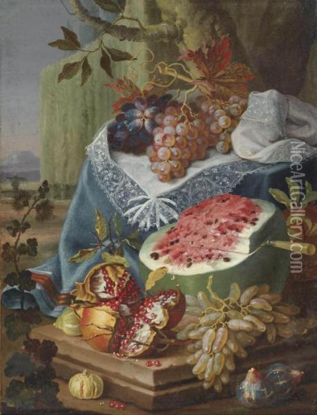 A Watermelon Oil Painting - Maximillian Pfeiler