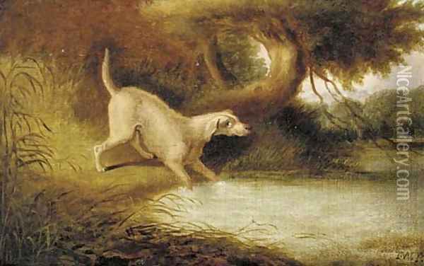 An otter hound by a pool Oil Painting - John Snr Ferneley