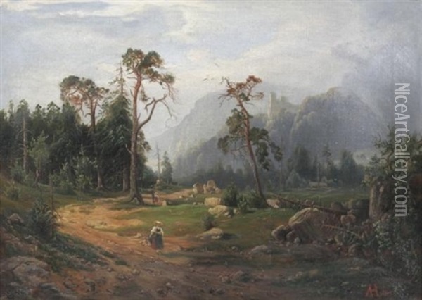 Alpenlandschaft Oil Painting - Auguste Horter