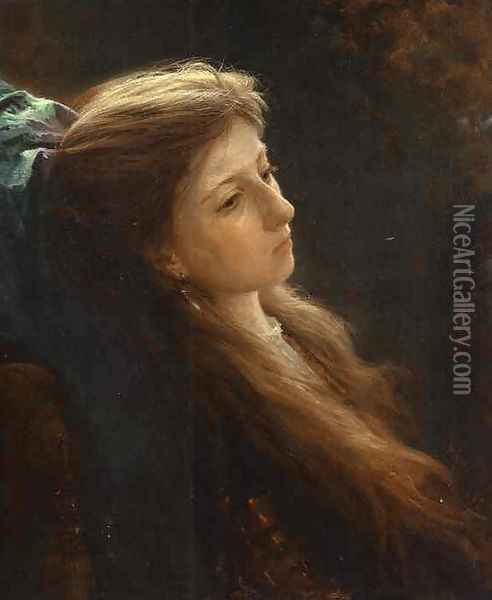Girl With A Tress Oil Painting - Ivan Nikolaevich Kramskoy