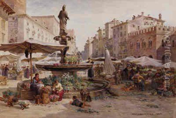 The Piazza Verona Oil Painting - Samuel John Hodson