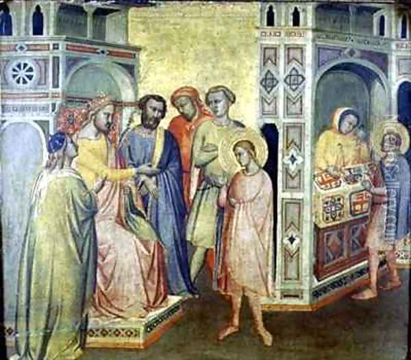St Eligius before King Clothar Oil Painting - Taddeo Gaddi