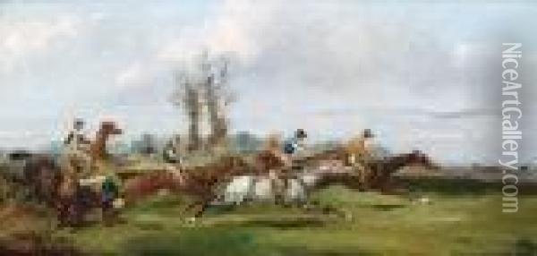 A Steeplechase Oil Painting - Robert Stone