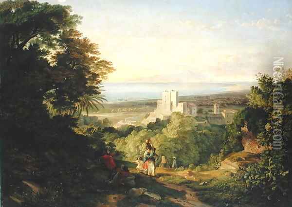 View of Terracina and Monte Circeo 1833 Oil Painting - Friedrich Nerly