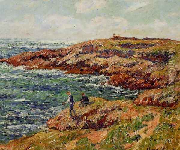Fishermen on the Breton Coast Oil Painting - Henri Moret