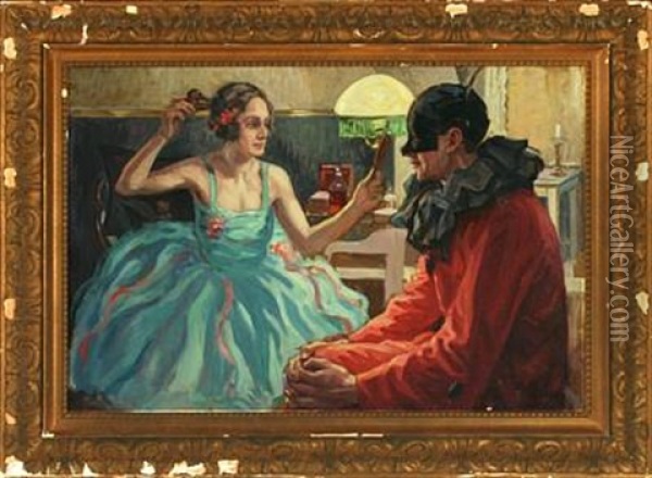 Preparing The Masked Ball Oil Painting - Wilfred Glud