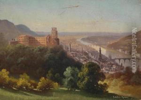 View Of Heidelberg Oil Painting - Hubert Sattler