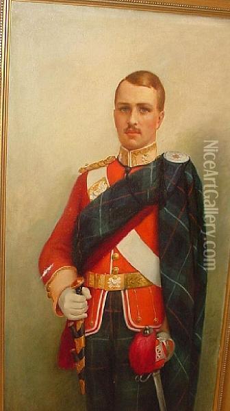 Portrait Of An Officer Of A Highlandregiment Oil Painting - Delapoer Downing