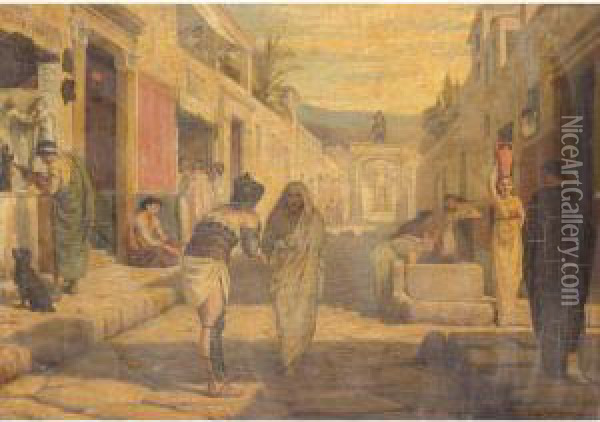 Roman Street Scene Oil Painting - Antoine Van Hammee