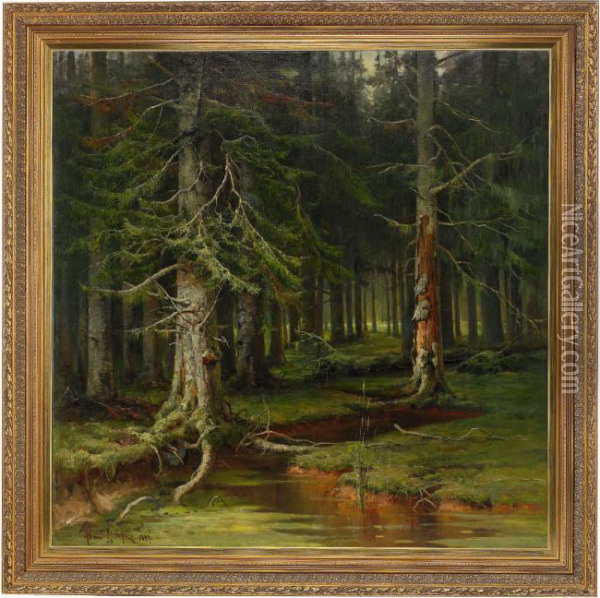 Forest Landscape Oil Painting - Iulii Iul'evich (Julius) Klever