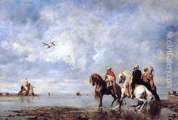 The Heron Hunt Oil Painting - Eugene Fromentin