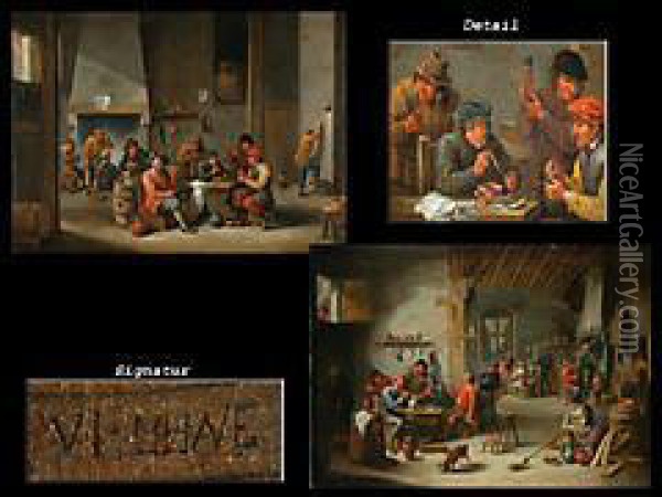 Bauern In Einer Dorfschanke Oil Painting - David The Younger Teniers