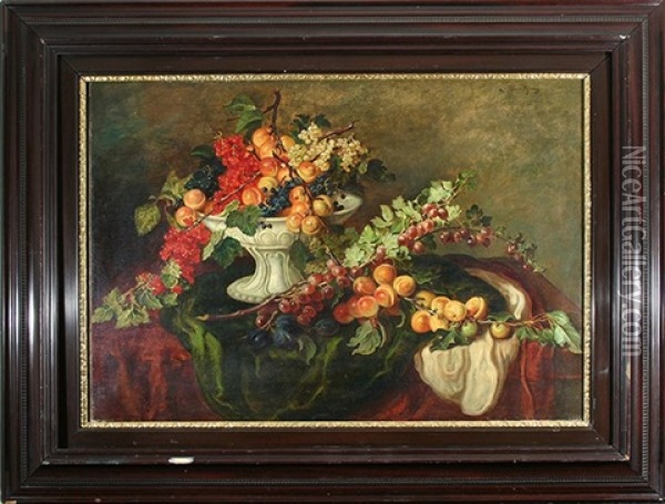 Still Life With Fruit On A Table Oil Painting - Ludwig Adam Kunz