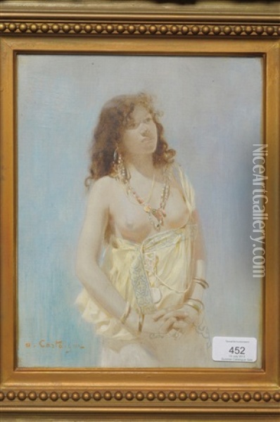 Semi-draped Eastern Girl Oil Painting - Jean Andre Castaigne