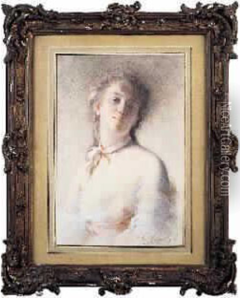 Femme En Buste Oil Painting - Charles Josua Chaplin