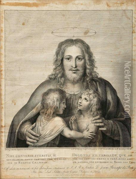 Jesus Acolhendo Duas Criancas Oil Painting - Gregorio Francisco De Queiros