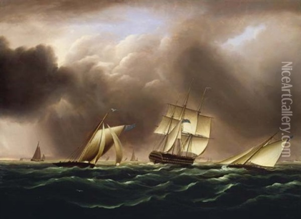 On The High Seas Oil Painting - James Edward Buttersworth