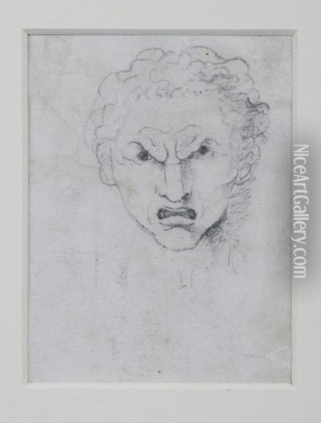 A Study Of An Angry Face Oil Painting - Johann Henry Fuseli