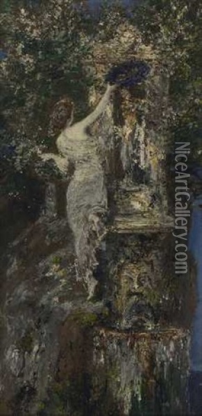 Nymphe Am Brunnen Oil Painting - Albert von Keller