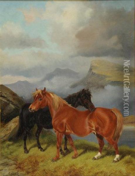 Two Ponies Oil Painting - Colin Graeme Roe