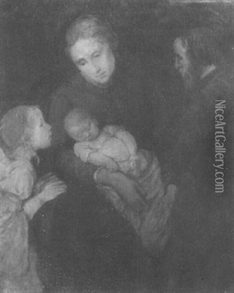 Der Kunstler Und Seine Familie Oil Painting - Wilhelm August Theodor von Steinhausen